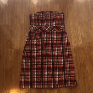 Vineyard Vines strapless plaid fall dress